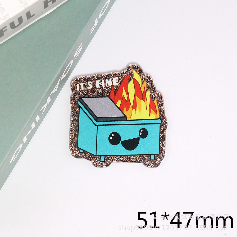 Wholesale 10pcs powder cartoon letter beverage love bag jewelry acrylic pin DIY patch accessories